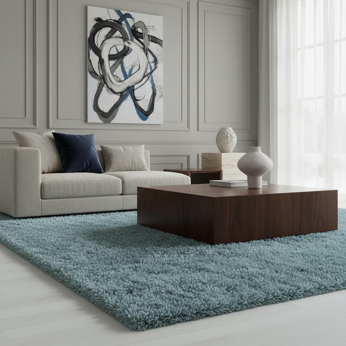 HOCHFLORTEPPICH SALZACH, einfarbig, Blau, 80 x 150 cm - Blau, Textil (150/80cm) - KADIMA DESIGN