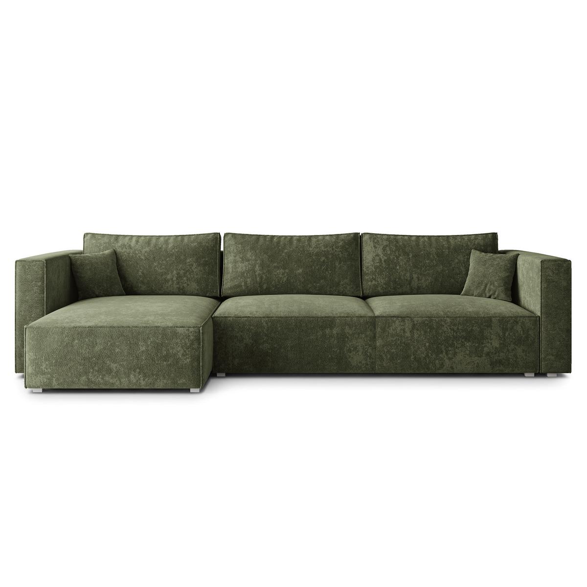 ECKSOFA TOLMO LM Grün Chenille mit Schlaffunktion - Grün, Holzwerkstoff/Textil (347/148cm) - MASSENO