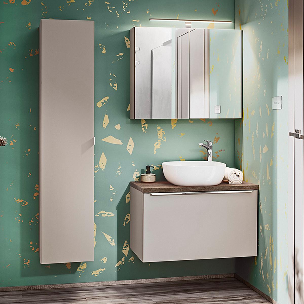 BADMÖBEL 80cm Eros 2er-Set Taupe - Taupe, Holzwerkstoff (80/48/46cm) - Petits-meubles