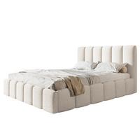 BETT 120x200 - Polsterbett mit Bettkasten und Metallrahmen - Modern Betten - Kuscheliger Catch-Me-Stoff - Kollektion Lucy - Weiß - Weiß, Holz/Textil (120/200cm) - Alpi-Möbel