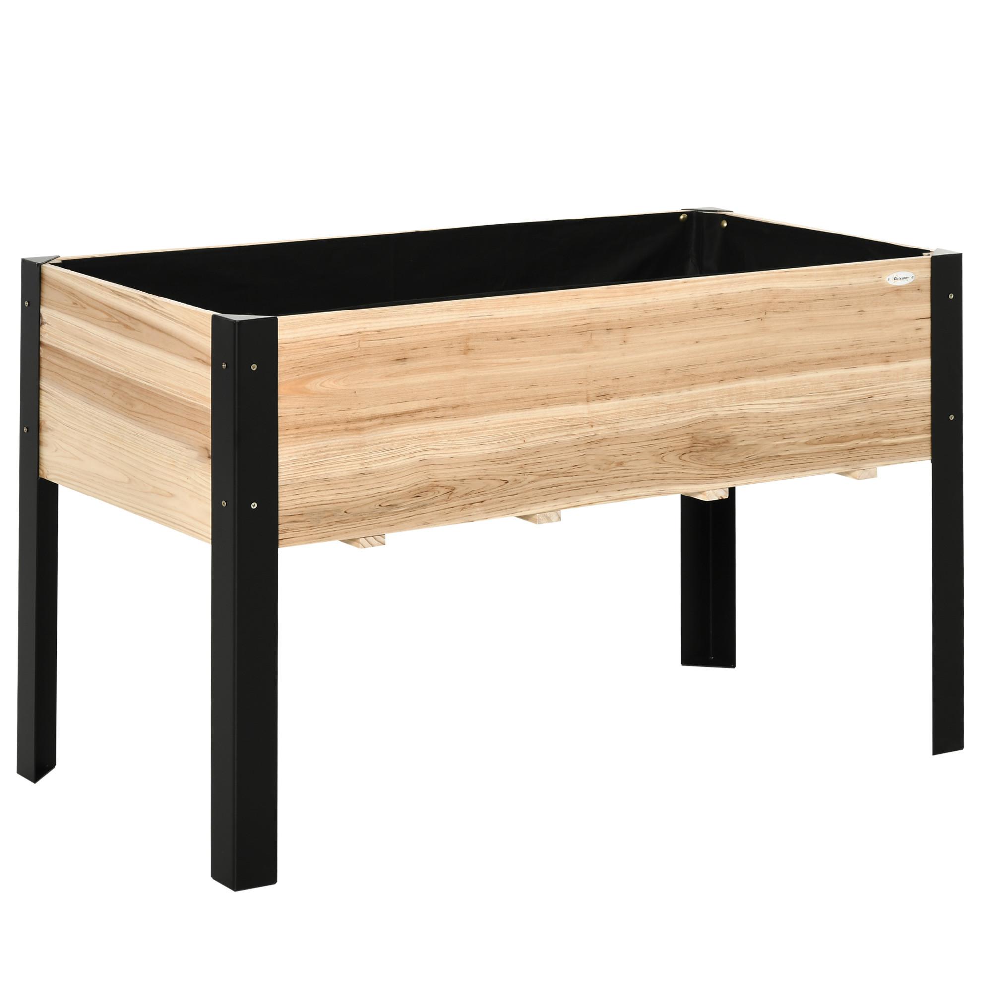 HOCHBEET, Tannenholz, Stahl, Naturholz+Schwarz - Multicolor, Metall (60/74/120cm) - Outsunny