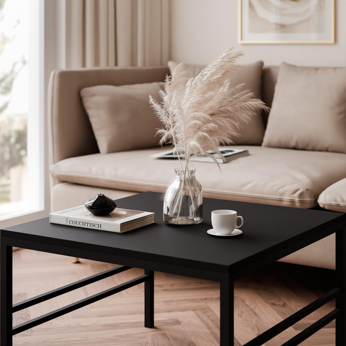 COUCHTISCH FORMA 60/60 cm Quadrat, Schwarz matt - Schwarz, Metall (60/60/40cm) - Idohome