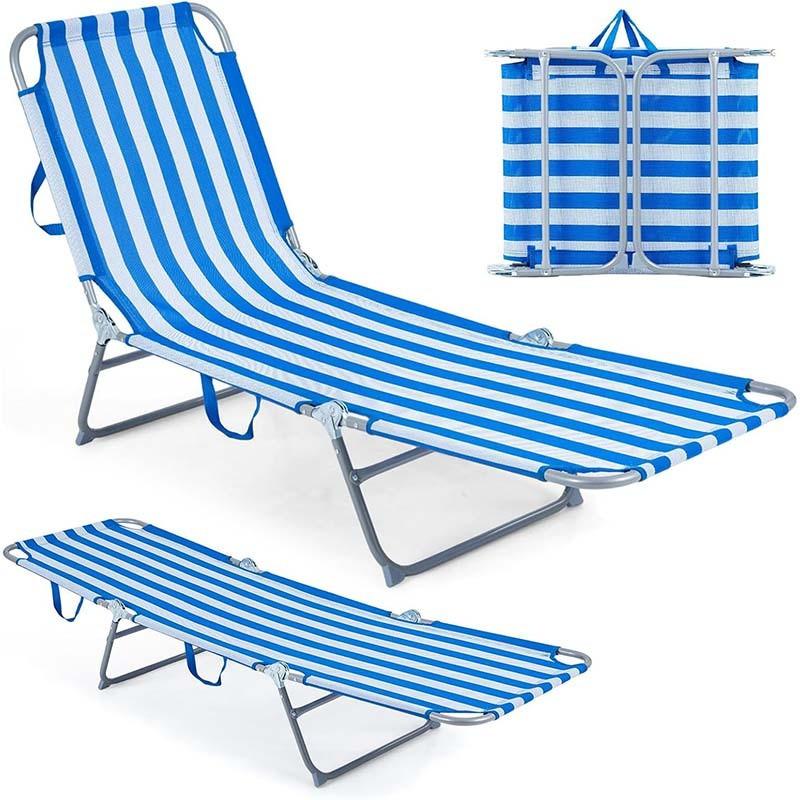 STRANDLIEGE klappbar blau - Blau, Metall (184/29/55cm) - COSTWAY