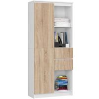 STANDREGAL Weiß, Eiche Sonoma 180/80/35 - Weiß, Holzwerkstoff (80/180/35cm) - RAUMHIRSCH FURNITURE