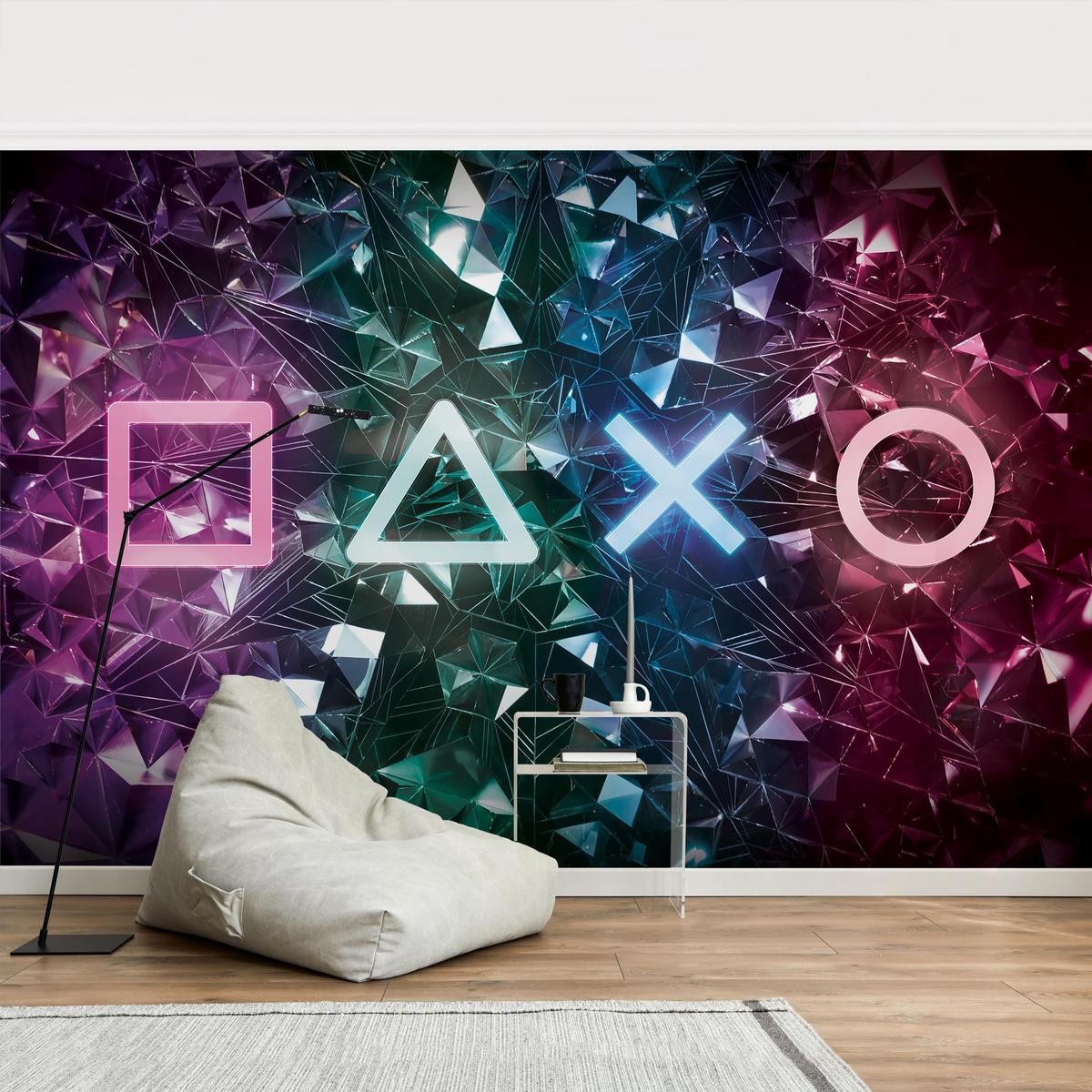 FOTOTAPETE Controller Symbole in Kristallen 384/255 cm - Multicolor, Papier (384/255cm) - Bilderwelten