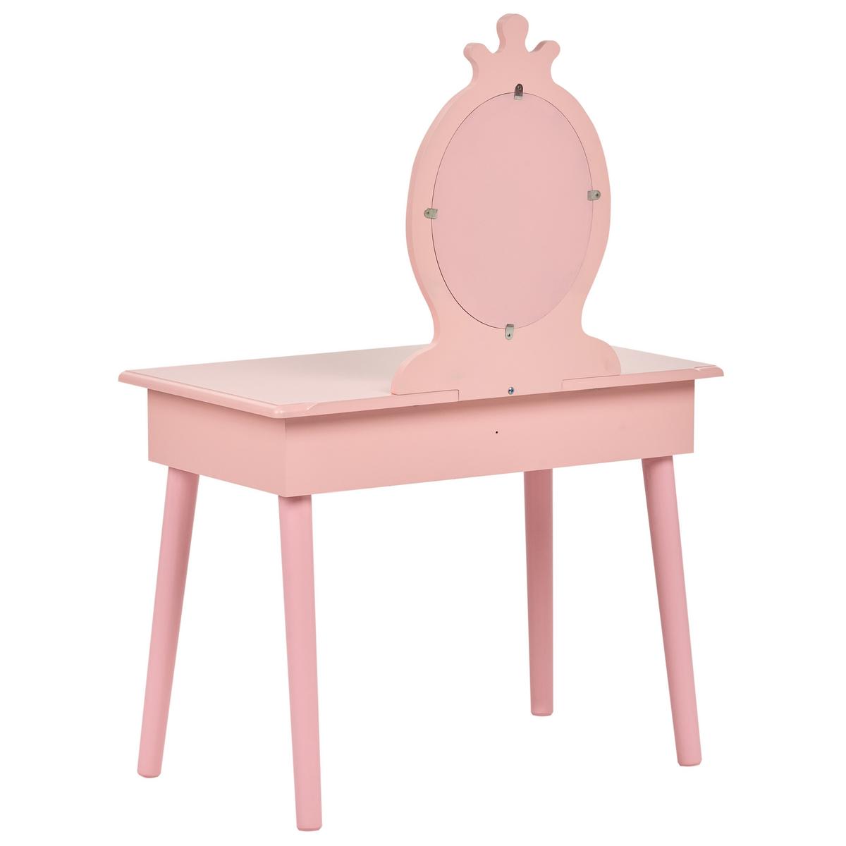 KINDERSCHMINKTISCH mit Hocker Rosa Margie - Pink, Holz/Holzwerkstoff (62/102/40cm) - Beliani