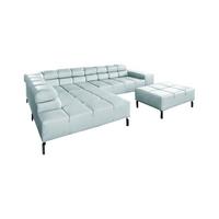 ECKSOFA NELSON Hellblau Leder - Schwarz/Hellblau, Leder/Metall (321/216cm) - KAWOLA