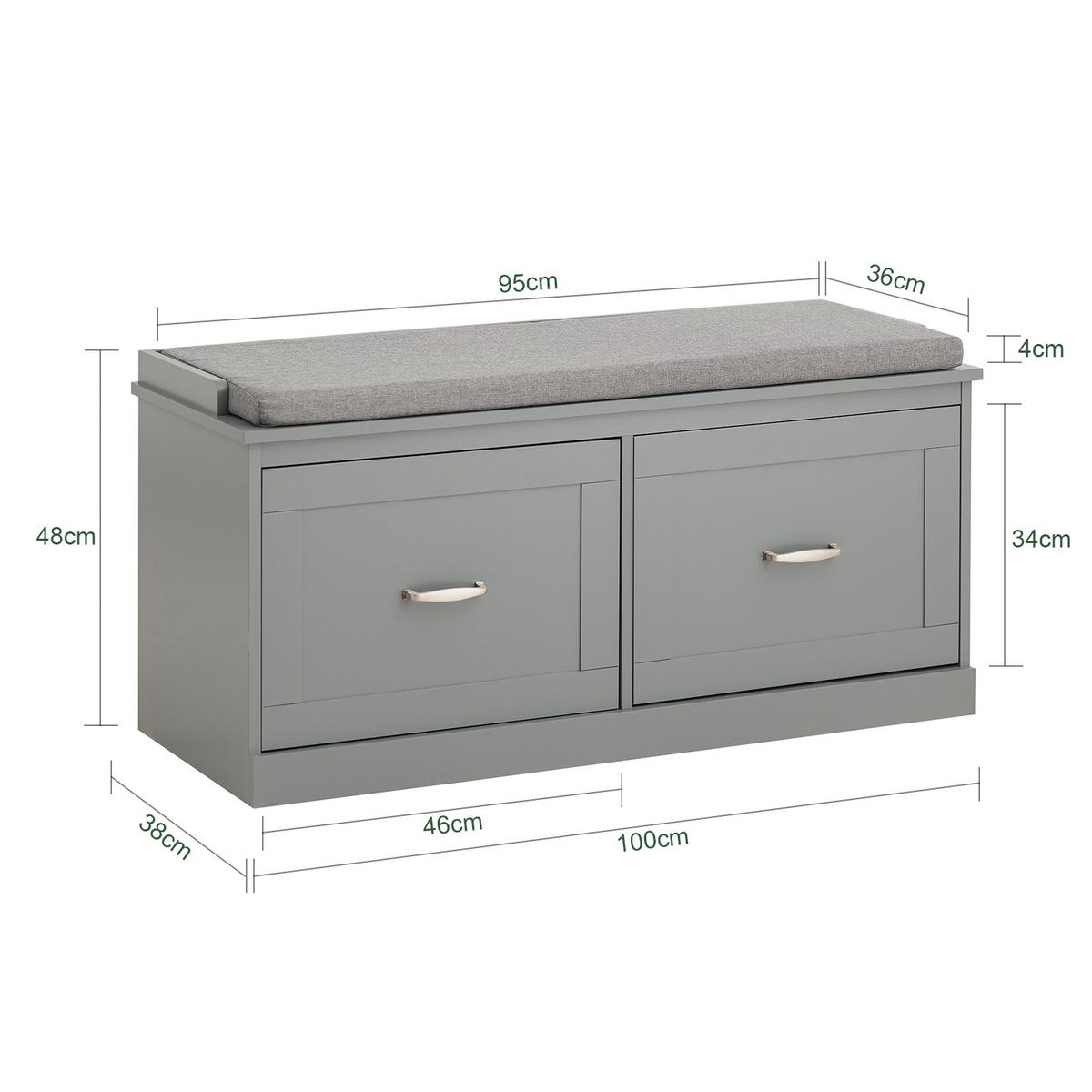SCHUHBANK Grau - Grau, Holzwerkstoff (100/48/38cm) - SoBuy