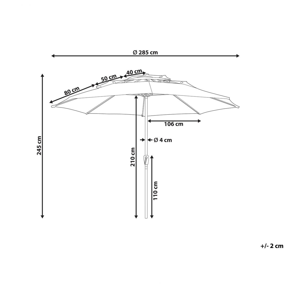 SONNENSCHIRM smaragdgrün 285 cm Bibione - Schwarz/Grün, Textil (285/285cm) - Beliani