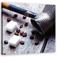 WANDBILD kaffeekrug und zucker - Grau, Textil (30/30cm) - Feeby