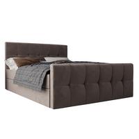 BOXBETT Settlio 140/200 cm in Braun – mit Bettkasten + TOPPER - Schwarz/Braun, Holz/Holzwerkstoff (140/200cm) - AX Living