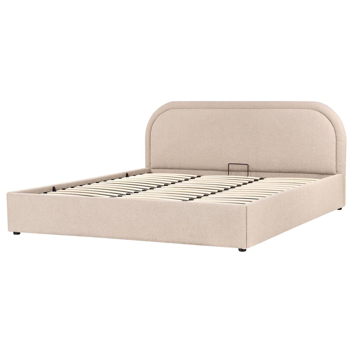 BETT mit Stauraum 180/200 cm Bouclé Beige Quillien - Beige, Textil (180/200cm) - Beliani