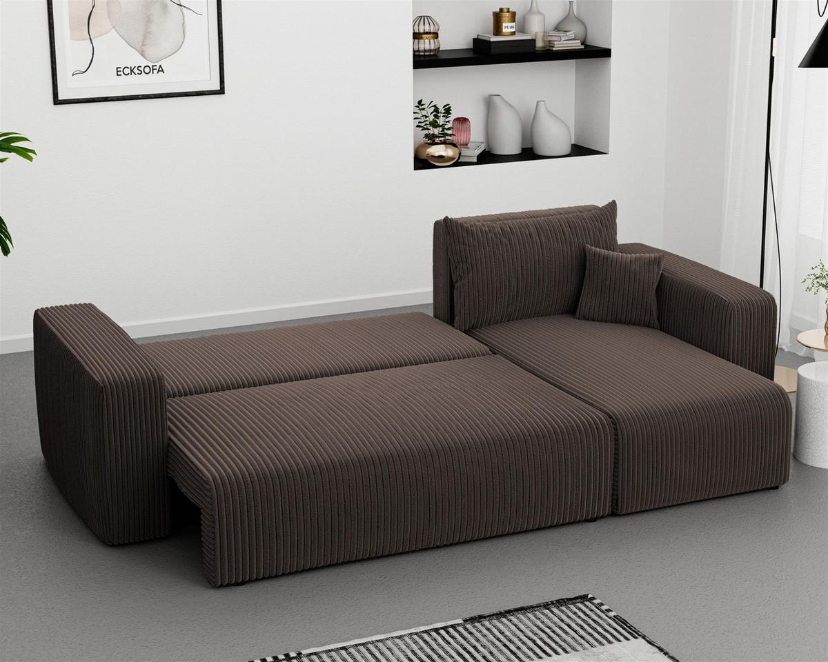 ECKSOFA Luna Mit Schlaffunktion - Dunkelgrau, Holzwerkstoff/Textil (145/248cm) - Fun Möbel