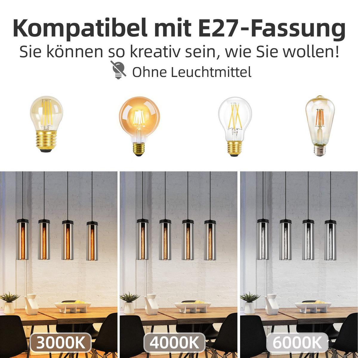 PENDELLEUCHTE Marple 8/8/158 cm - Schwarz, Metall (8/8/158cm) - Nettlife