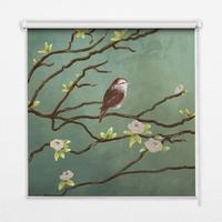 INNENROLLO - Fensterrollo - Rollo - 90x140 cm - Vögel auf einem Ast - Dunkelblau, Kunststoff (90/140/0.5cm) - TULUP