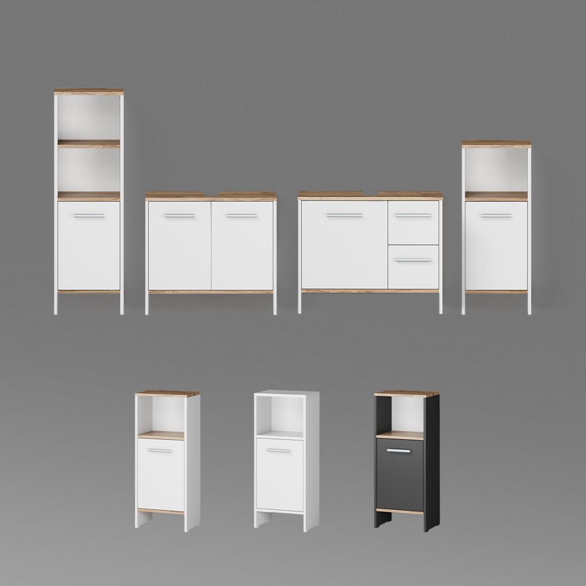 BADMÖBEL-SET Amalfi Weiß/Goldkraft Eiche 2 Teile - Honigeiche/Weiß, Holzwerkstoff (33.8/108.2/26.3cm) - Livinity®