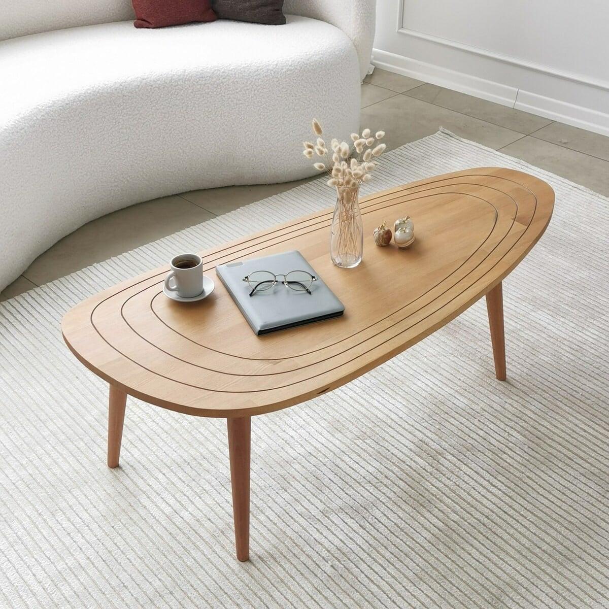 COUCHTISCH mit abgerundeten Kanten 115/50/38 cm - Eschefarben, Holzwerkstoff (136/50/38cm) - Calicosy
