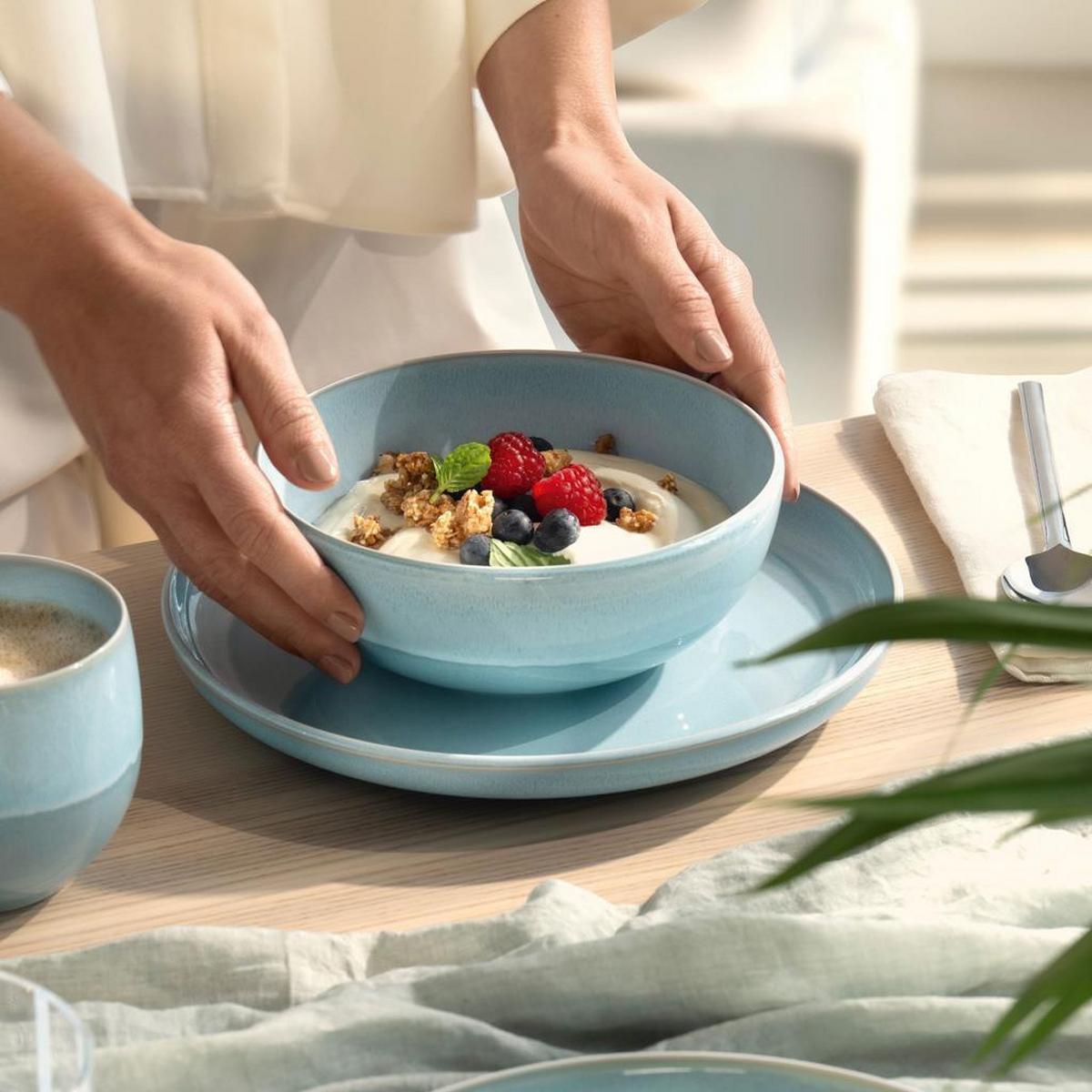 SALAT-SET Perlemor Aqua blau 5-tlg. - Blau, Keramik (2/2/2cm) - like.Villeroy & Boch