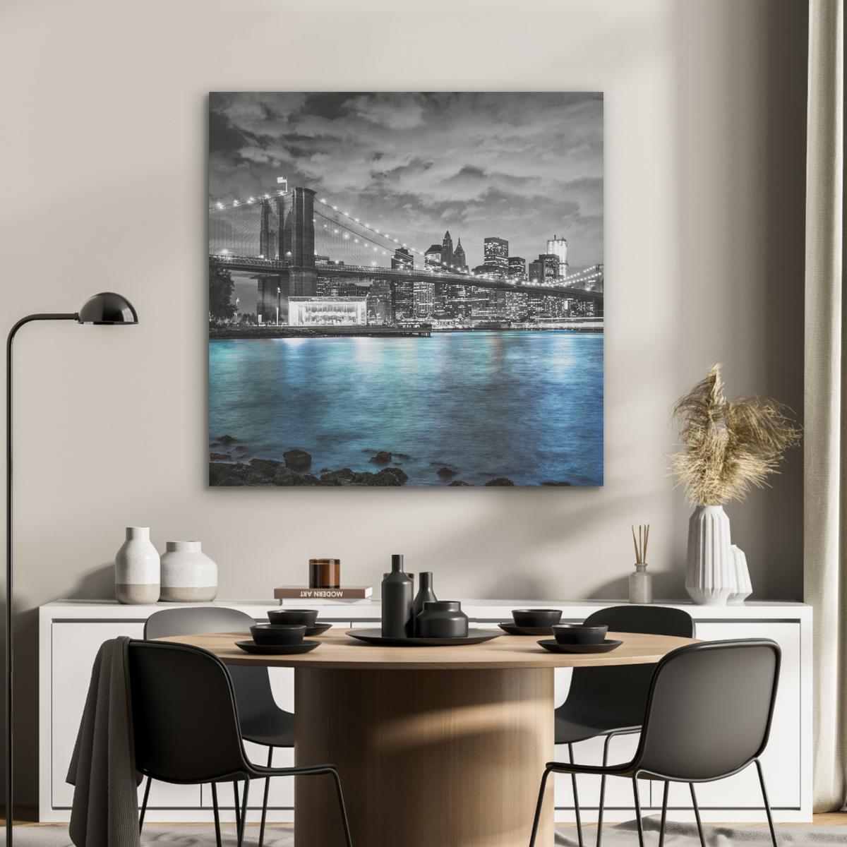 AKUSTIKBILD New York - Skyline - Stadt - Blau Akustikpaneele 90x90 cm - Blaugrau, Kunststoff (90/90/0.9cm) - MuchoWow