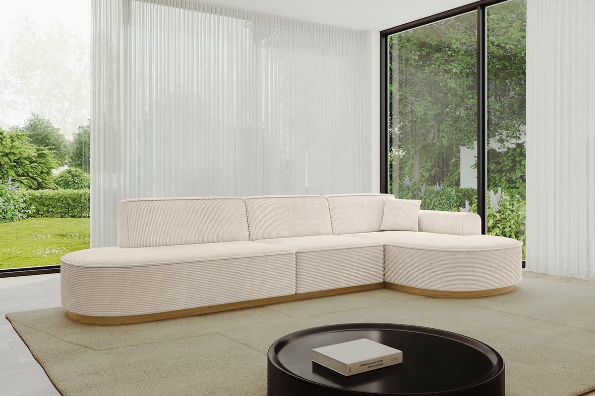 ECKSOFA Ottomane Rechts MARI-L2-v2 - 328x171x83 cm Beige Cord - Beige, Holzwerkstoff/Textil (171/328cm) - ALTDECOR