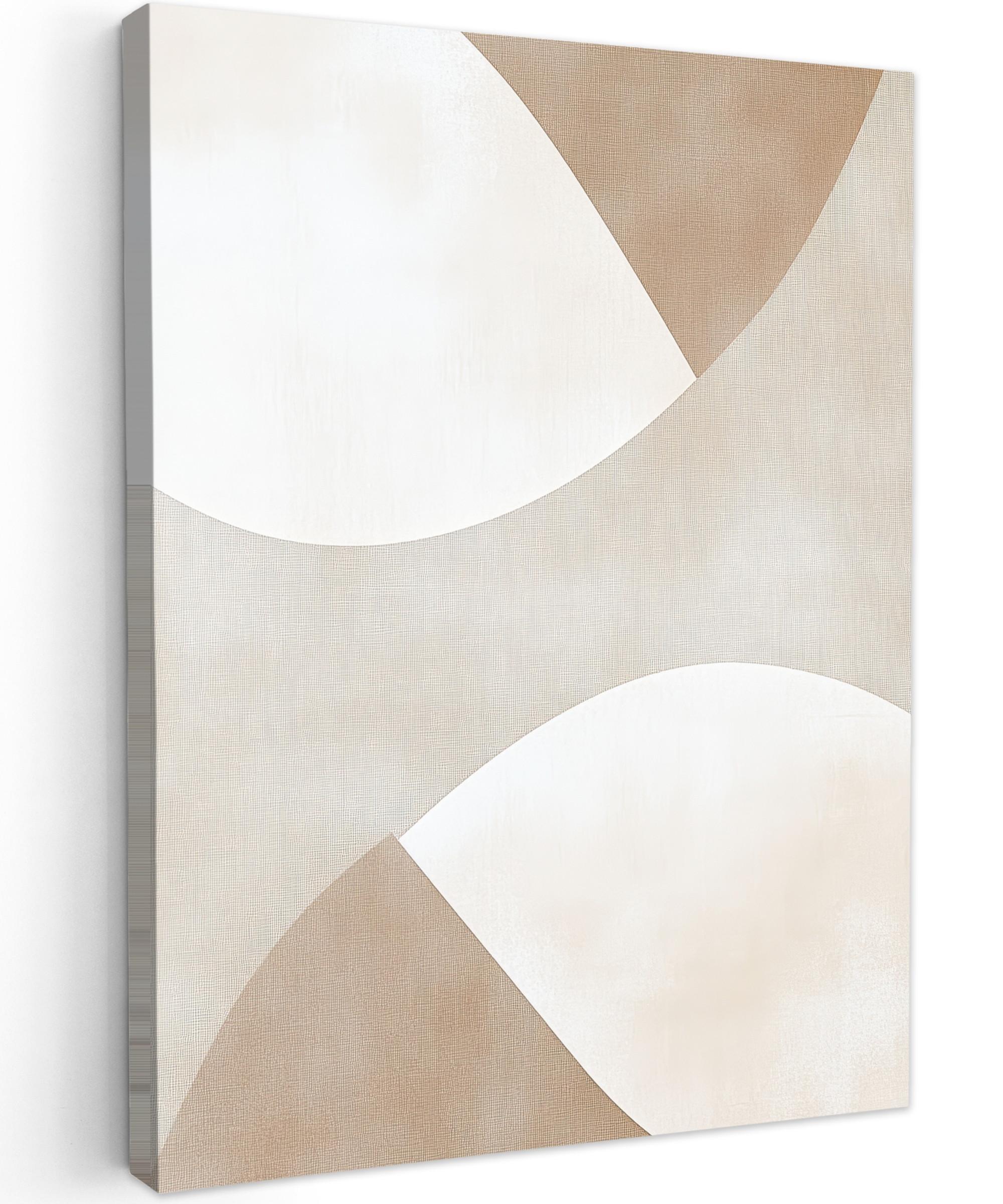 LEINWANDBILD Braun - Japandi - Abstrakt Wandbild Wohnzimmer 60x80 cm - Sandfarben, Textil (60/80cm) - MuchoWow