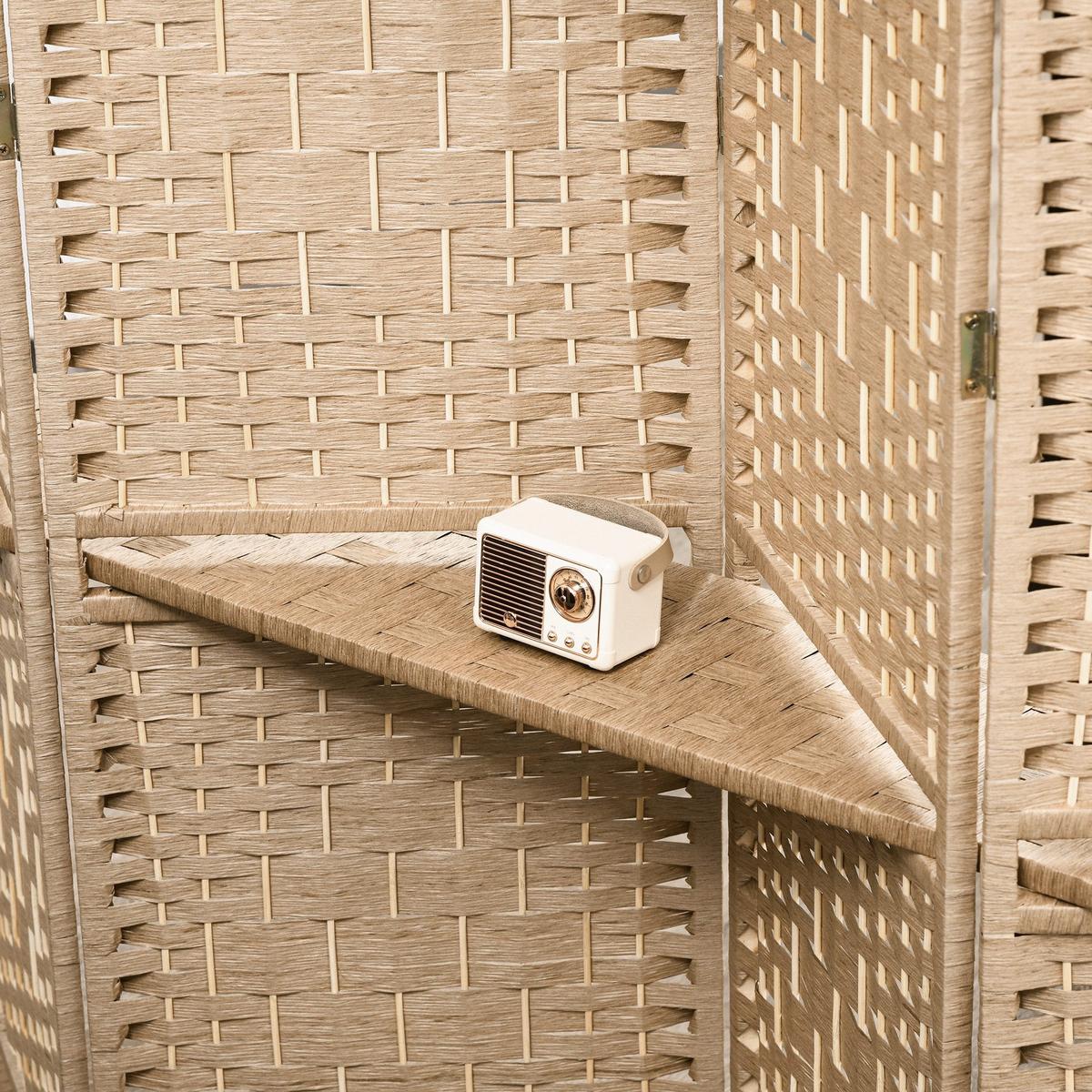 PARAVENT aus Papierfaser in Naturholz-Optik - Naturfarben, Holz/Papier (1.6/170cm) - HOMCOM