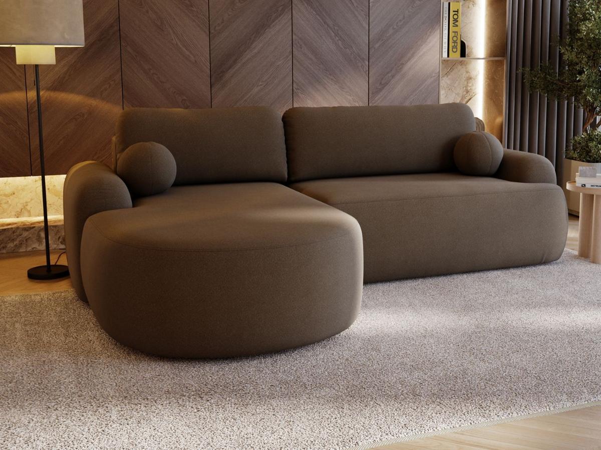 ECKSOFA Aurio Dunkelbraun Links - Dunkelbraun, Holz/Textil (177/261cm) - Graingold