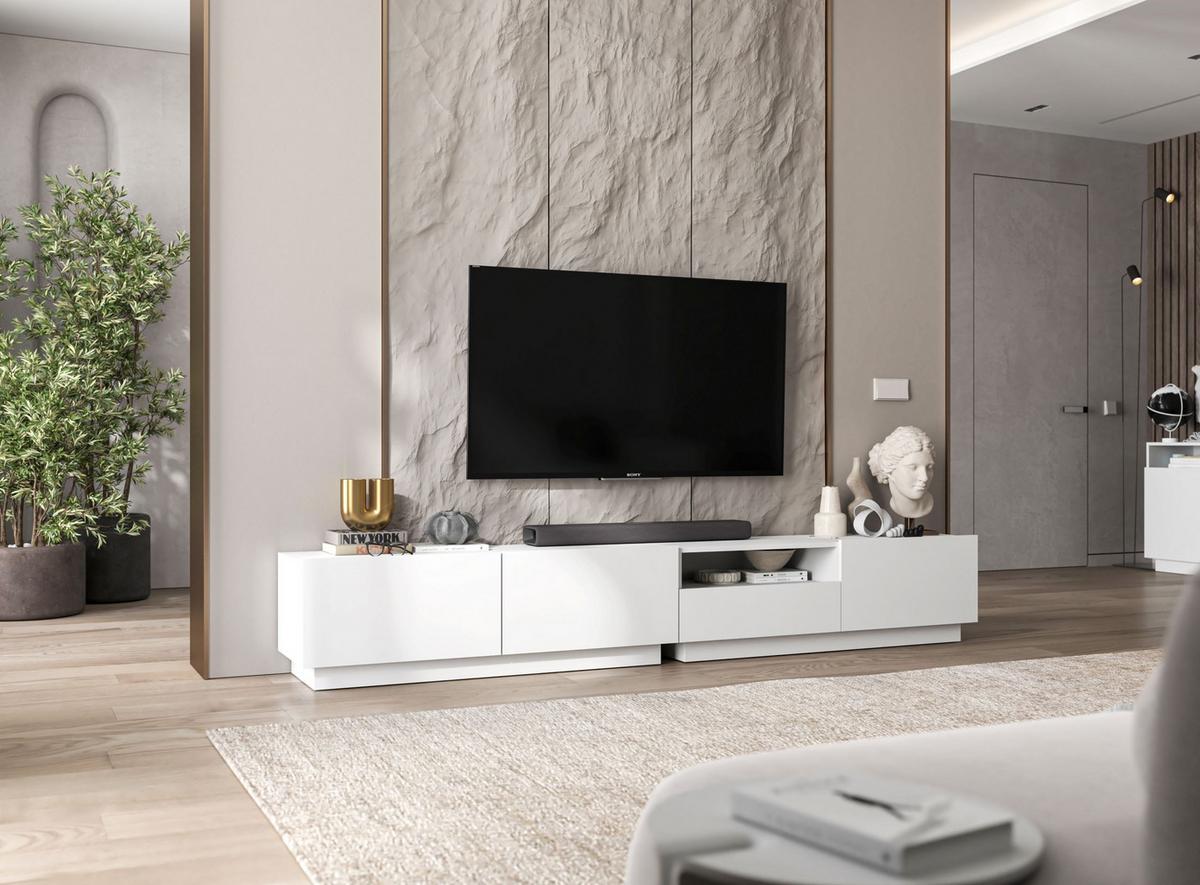 TV-LOWBOARD 2-er Set Enjoy Weiß Matt Loft Schublade 120 cm - Weiß, Holzwerkstoff (240/37/35cm) - Meble Lindner
