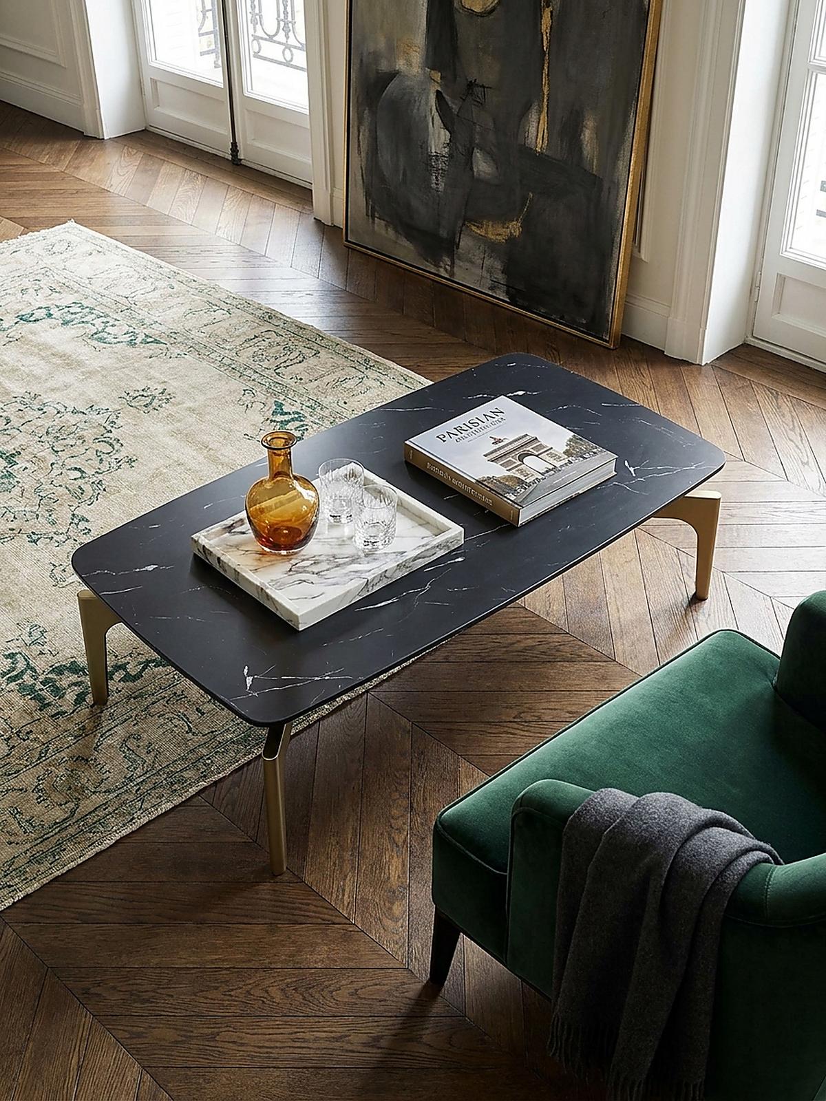 COUCHTISCH Schwarz/Gold Hochglanz Marmor Optik 120x60x30.5 cm Metall-Gestell - Goldfarben/Schwarz, Holzwerkstoff/Metall (60/120/31cm) - KADIMA DESIGN