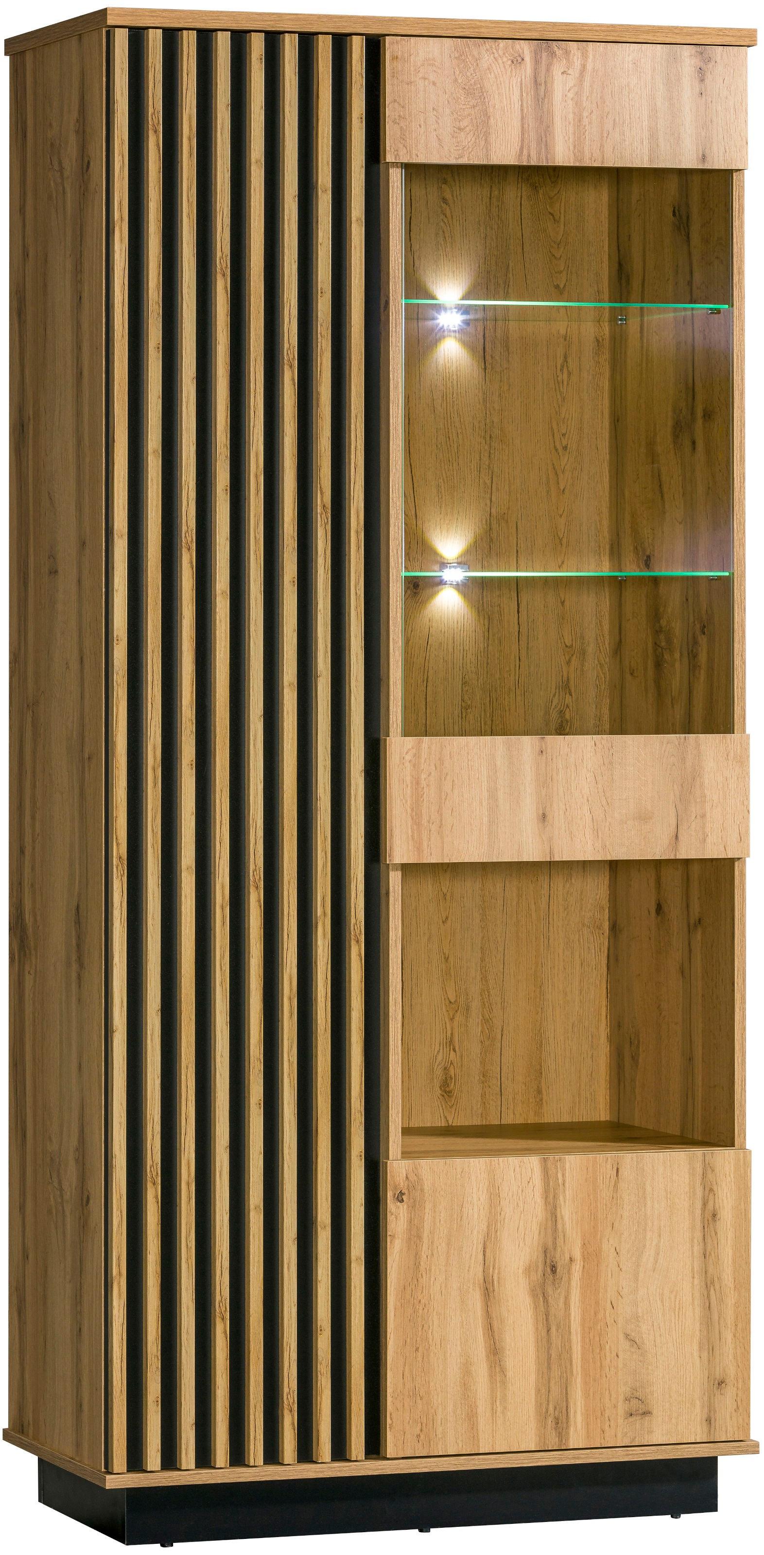 VITRINE KIMA 193,6/90 cm in Eiche Wotan - Braun, Holzwerkstoff (90/193.6/40cm) - MASSENO