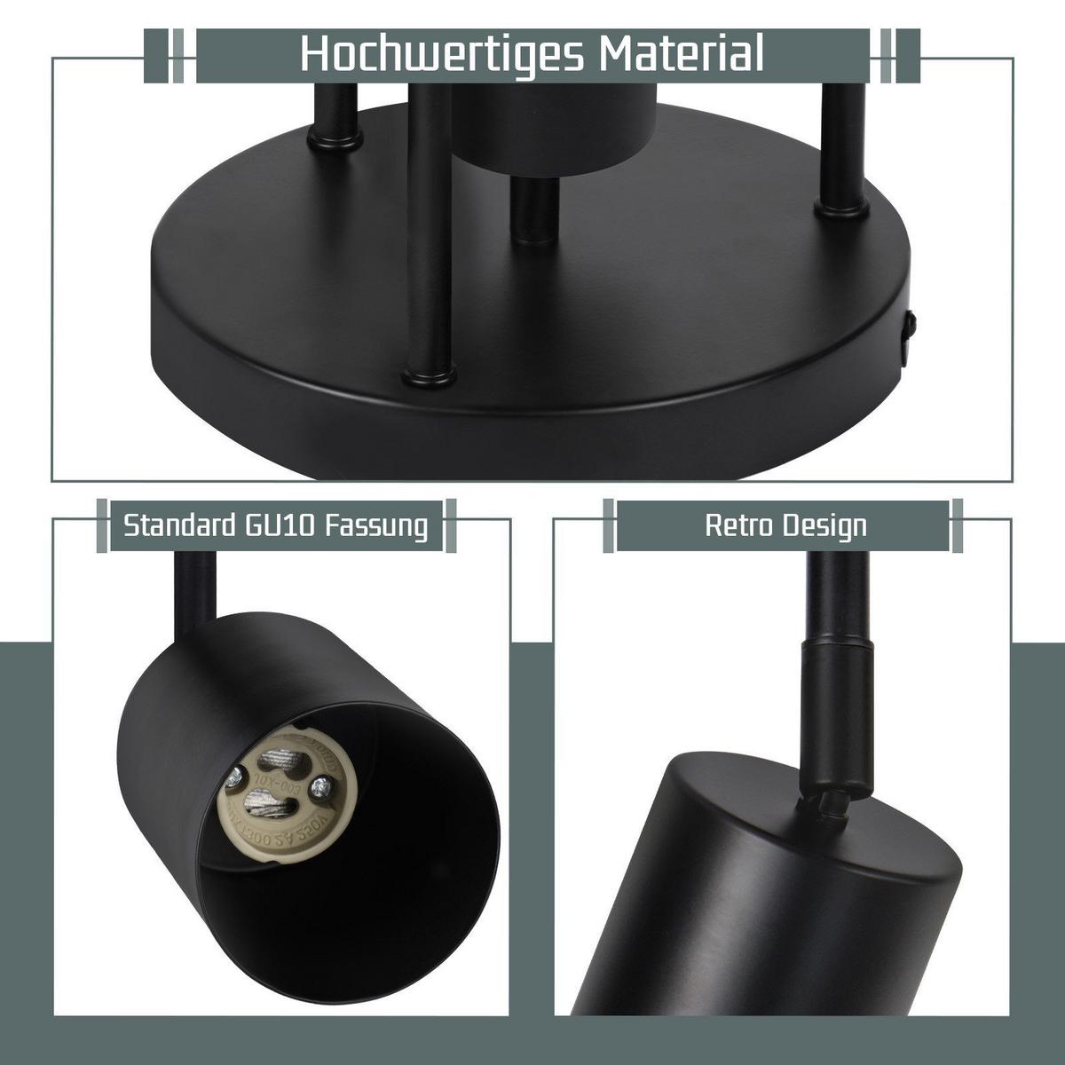 DECKENSTRAHLER Maeder 4-flammig 20/20/34cm - Schwarz, Metall (20/20/34cm) - Nettlife