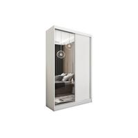 SCHWEBETÜRENSCHRANK PATRIZIA 120/216/61 cm 2-türig mit Spiegel Weiß - Weiß, Holzwerkstoff (120/216/61cm) - MASSENO