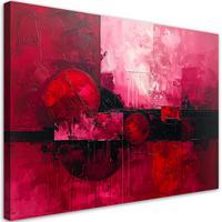 WANDBILD, Karminrote abstrakte Malerei in einer Nachtszene - Rosa, Textil (100/70cm) - Feeby