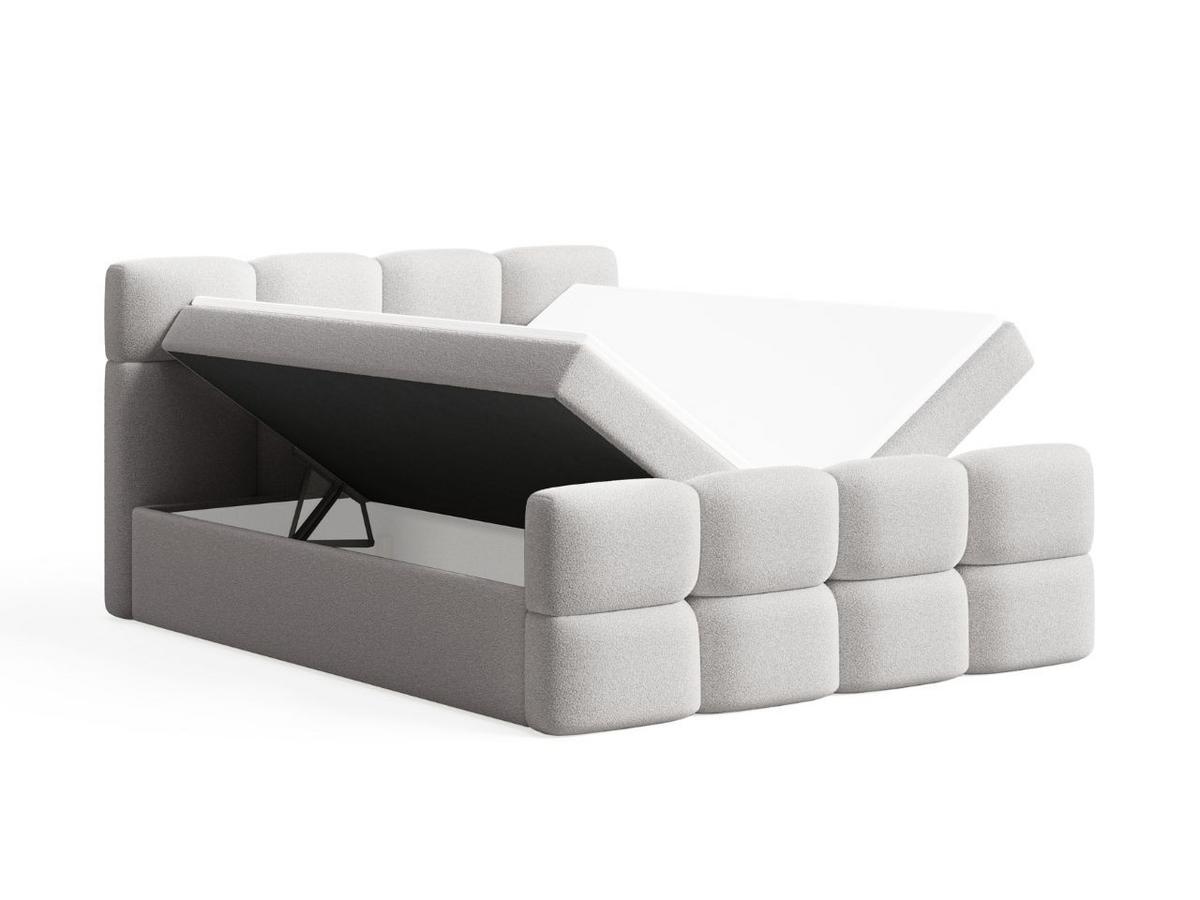 BOXBETT Rivon 180x200 Bouclé-Stoff Hellgrau - Hellgrau, Holz/Textil (180/200cm) - Graingold