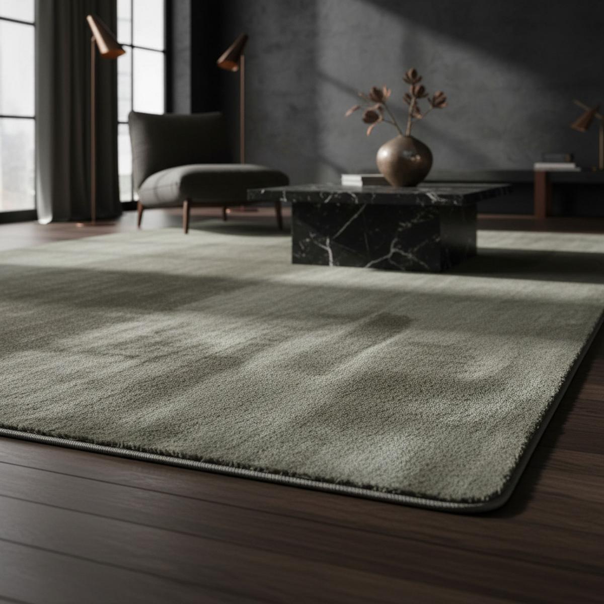 KURZFLORTEPPICH Waschbar ISAR, einfarbig, Grün, 160 x 220 cm - Grün, Textil (220/160cm) - KADIMA DESIGN