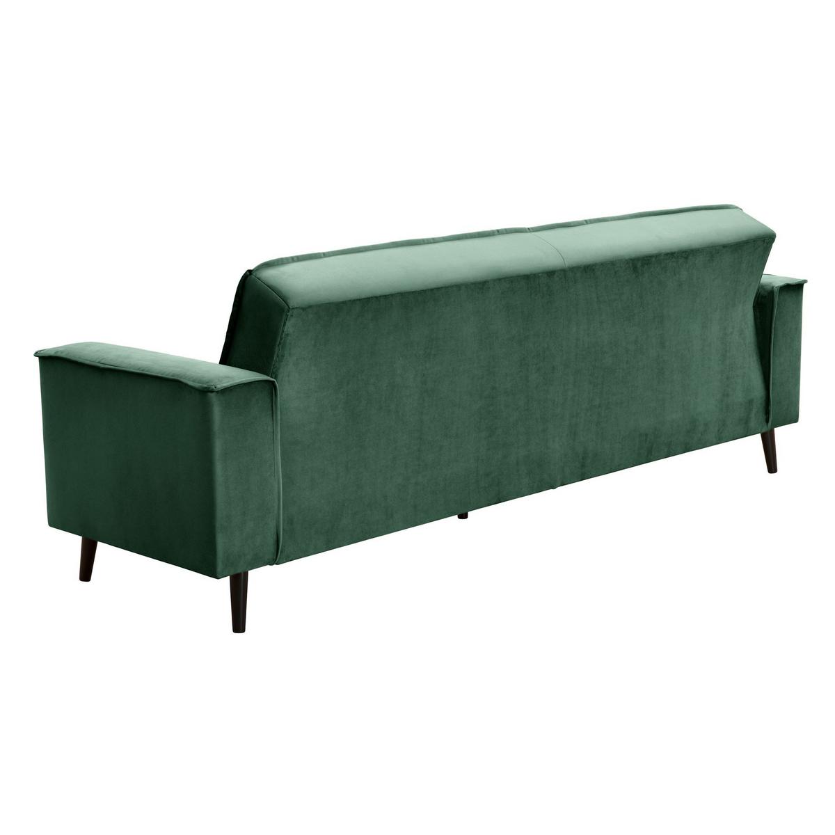 SOFA 3-Sitzer mit Bettfunktion Kaycee Samtvelours grün - Grün, Kunststoff (78/84/240cm) - 58aufmkessel