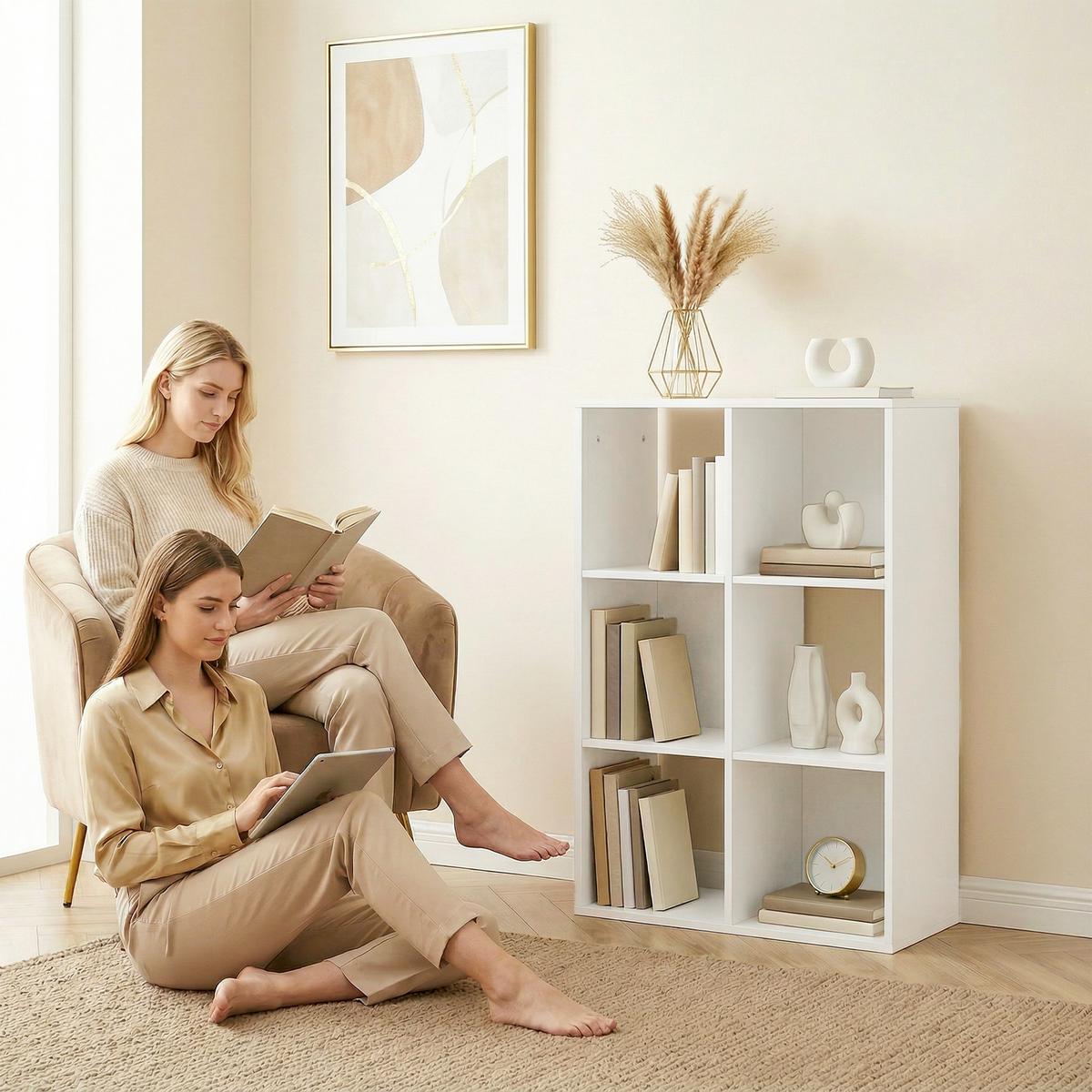BÜCHERREGAL Spanplatte Weiß - Weiß, Holzwerkstoff (29.5/91.5/61.5cm) - HOMCOM