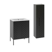 BADMÖBEL 60cm Daria 2er-Set Schwarz - Schwarz, Holzwerkstoff (60/84/45.8cm) - Petits-meubles
