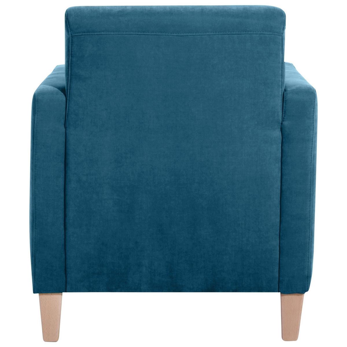 SESSEL Karol Bezug Veloursstoff Buche natur / petrol - Blau, Kunststoff (71/81/70cm) - 58aufmkessel