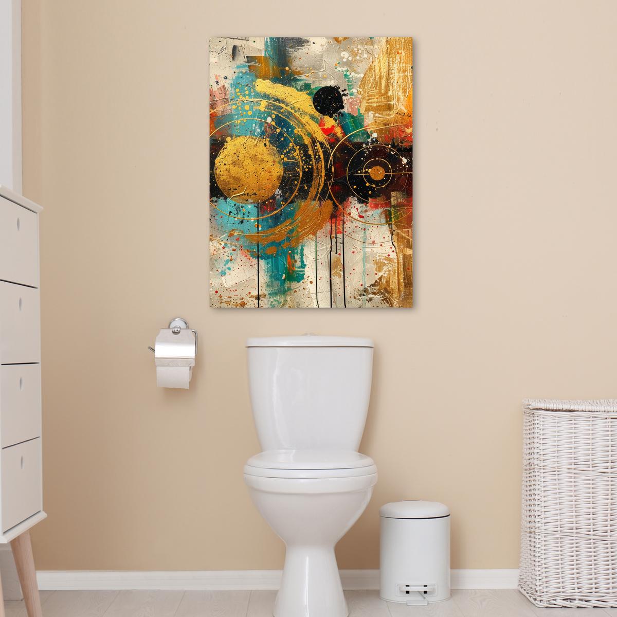 LEINWANDBILD Abstrakt - Kunst - Gold - Modern Wandbild Wohnzimmer 50x70 cm - Multicolor, Textil (50/70cm) - MuchoWow