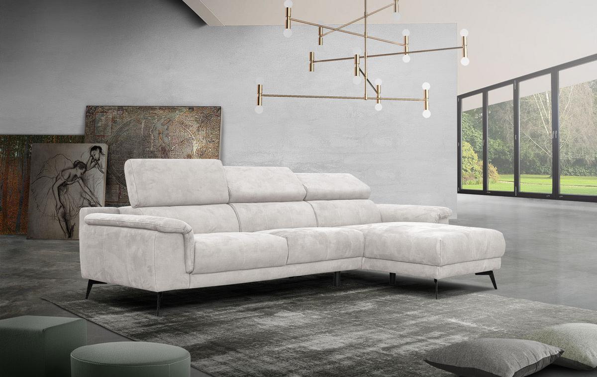ECKSOFA FIERO 4-Sitzer, ecru - Ecru/Schwarz, Holzwerkstoff/Textil (288/170cm) - Wozimo