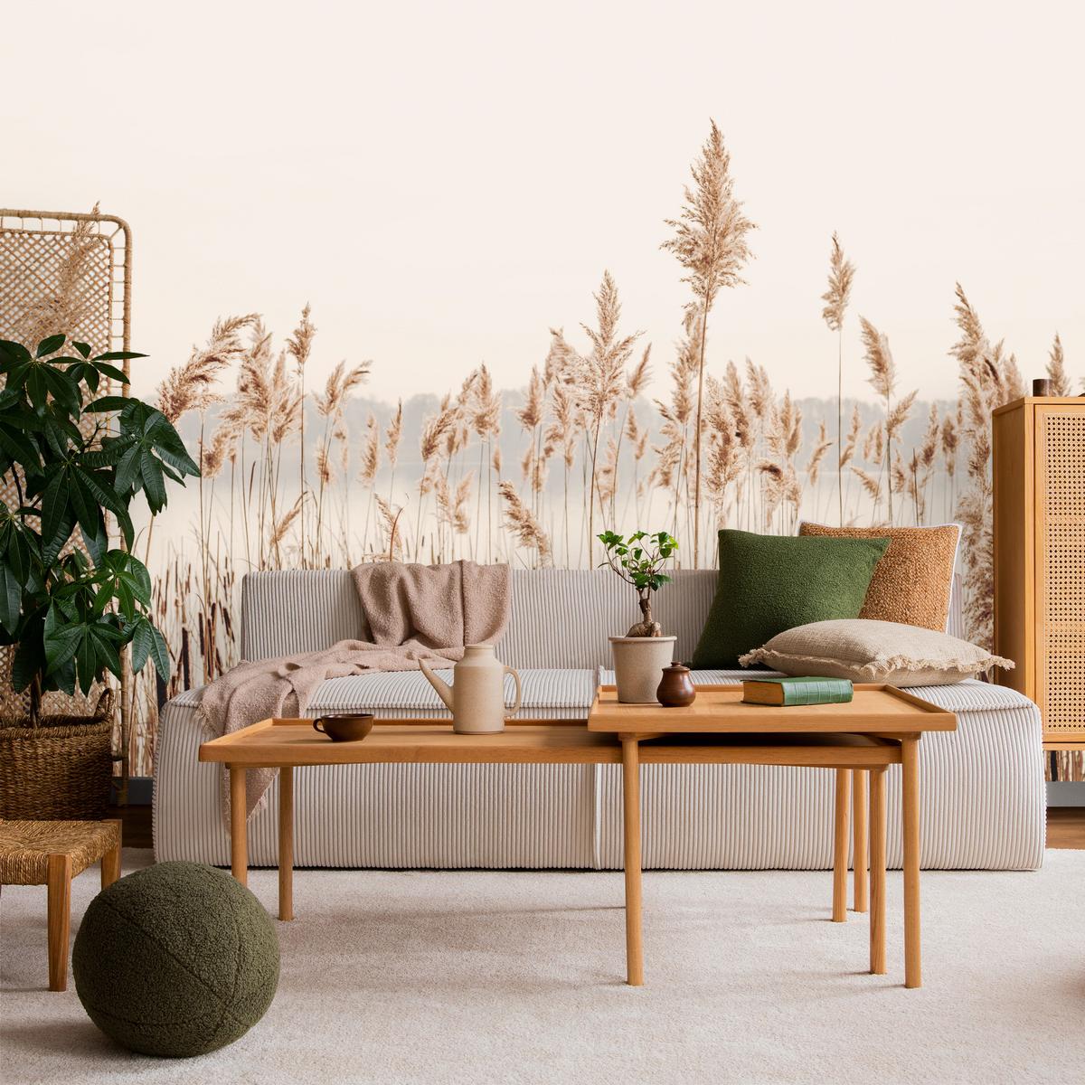 FOTOTAPETE für Wohnzimmer Pflanzen Natur 450x315 - Beige/Braun, Papier (450/315cm) - Muralo