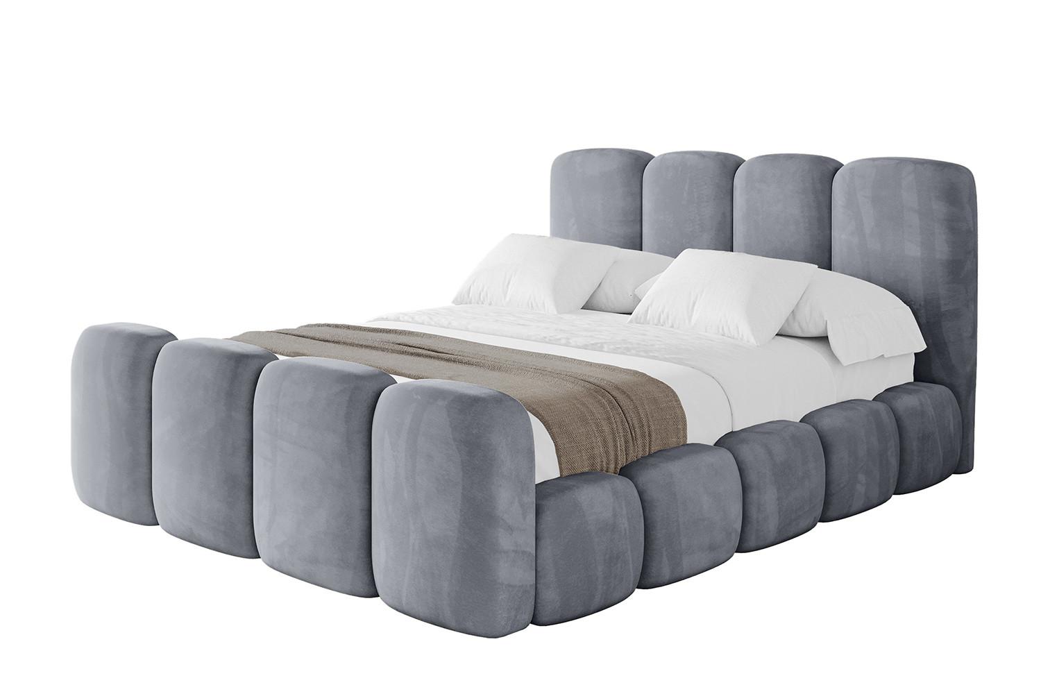 POLSTERBETT mit Bettkasten, Fußteil und Lattenrost, Boxbett ohne Matratze - KALA-Z 200x200 Grau - Grau, Holzwerkstoff/Textil (200/200cm) - ALTDECOR
