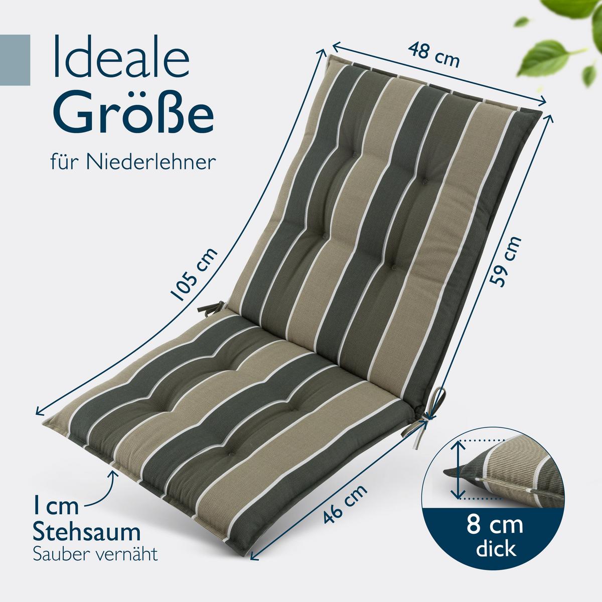 NIEDERLEHNER Sun-NL 105x50x8cm Grün-Gestreift (5tlg) - Grün, Textil (50/100cm) - Beautissu 