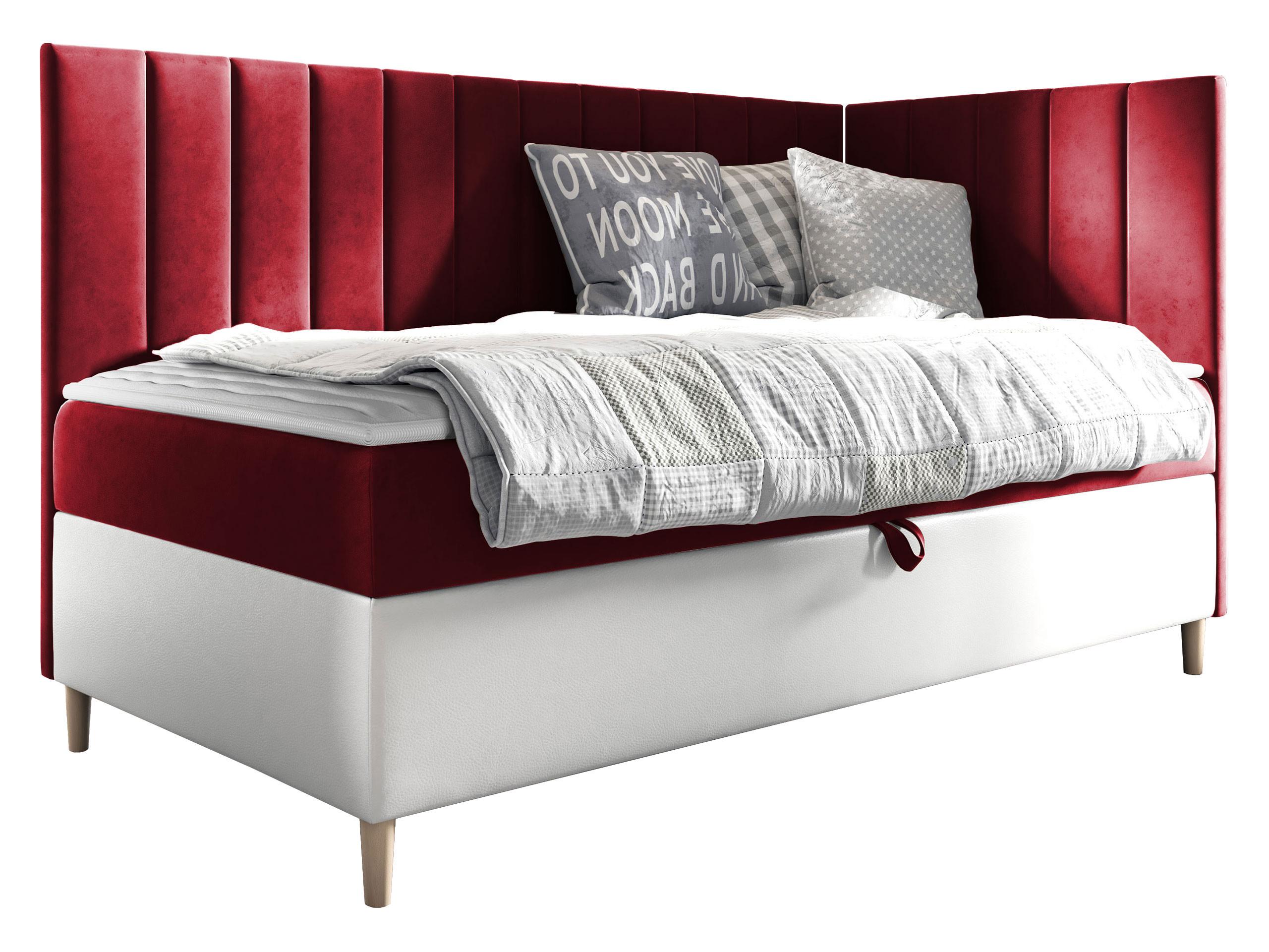 BOXBETT Maja Junior 3, Seite zum Öffnen des Bettkastens: Rechts - H3 - Rot/Weiß, Holz (90/200cm) - MIRJAN24