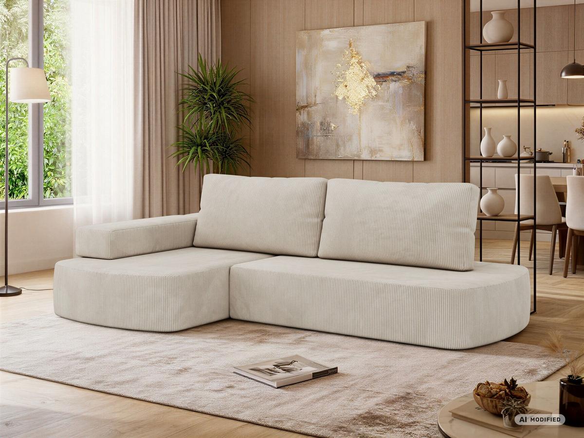 ECKSOFA LIRENA L Cord Creme - Links - Creme, Textil (160/260cm) - MKS