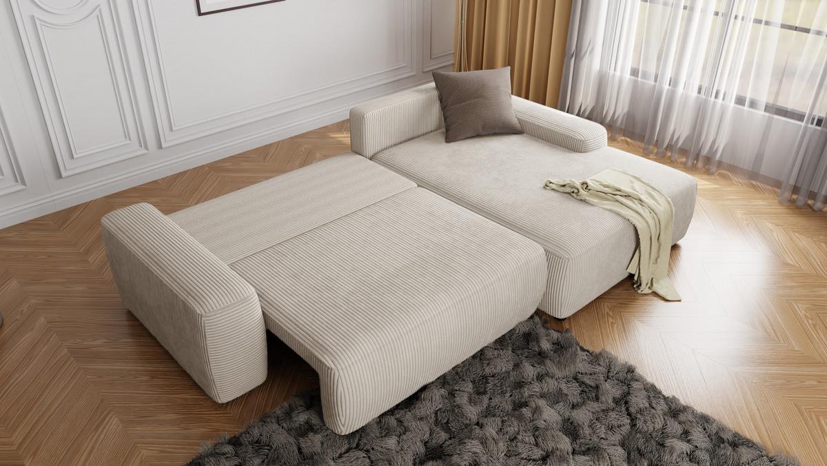 ECKSOFA Nancy Beige Cord - Beige/Schwarz, Holz/Kunststoff (264/162cm) - S-Style Möbel