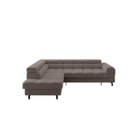 ECKSOFA mit Schlaffunktion Ottomane Links LUMA-L 272x203x70 Braun Bouclé - Dunkelbraun/Schwarz, Holzwerkstoff/Kunststoff (272/203cm) - ALTDECOR