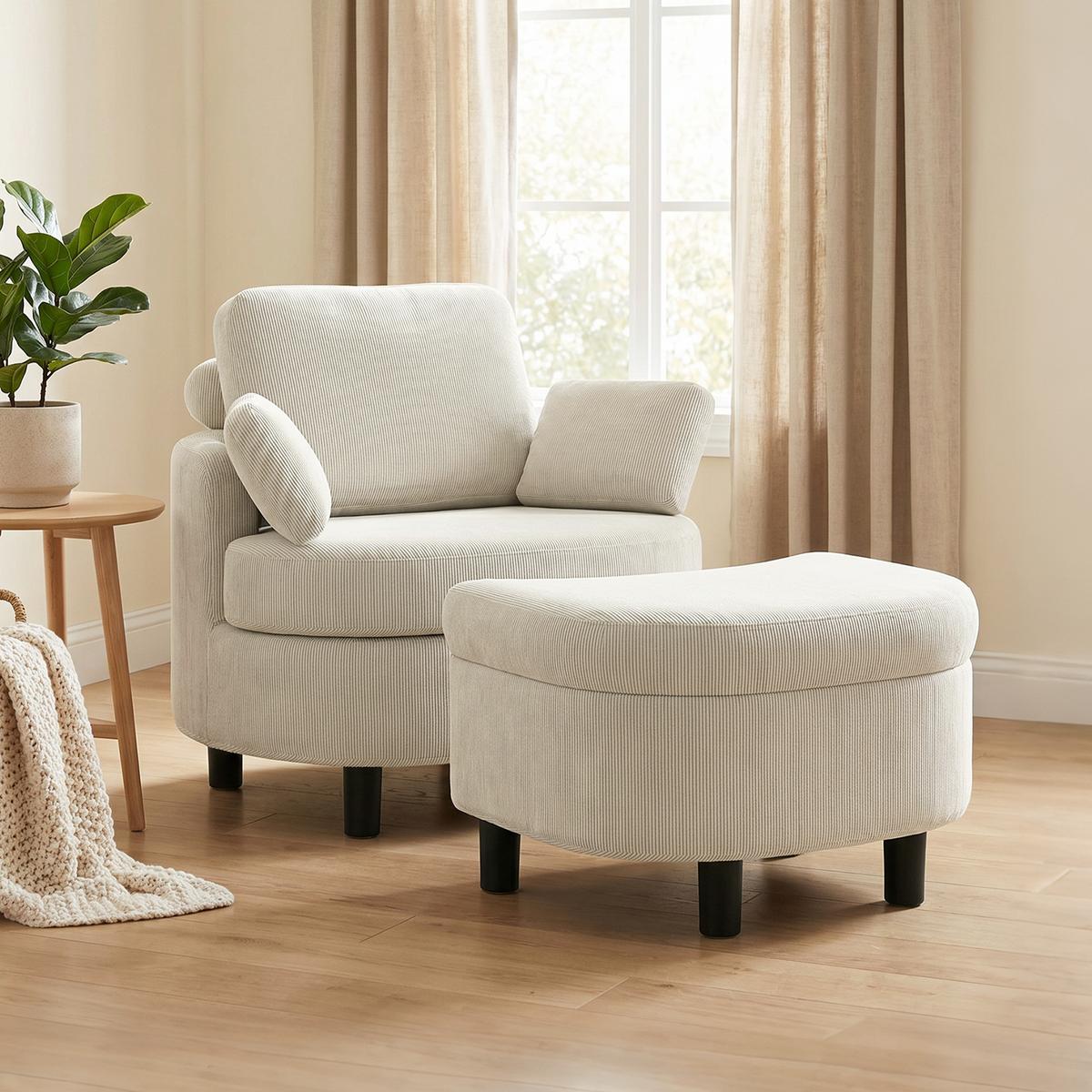 SESSEL Polyester Cremeweiß - Creme/Schwarz, Holzwerkstoff/Kunststoff (69/78/85.5cm) - HOMCOM