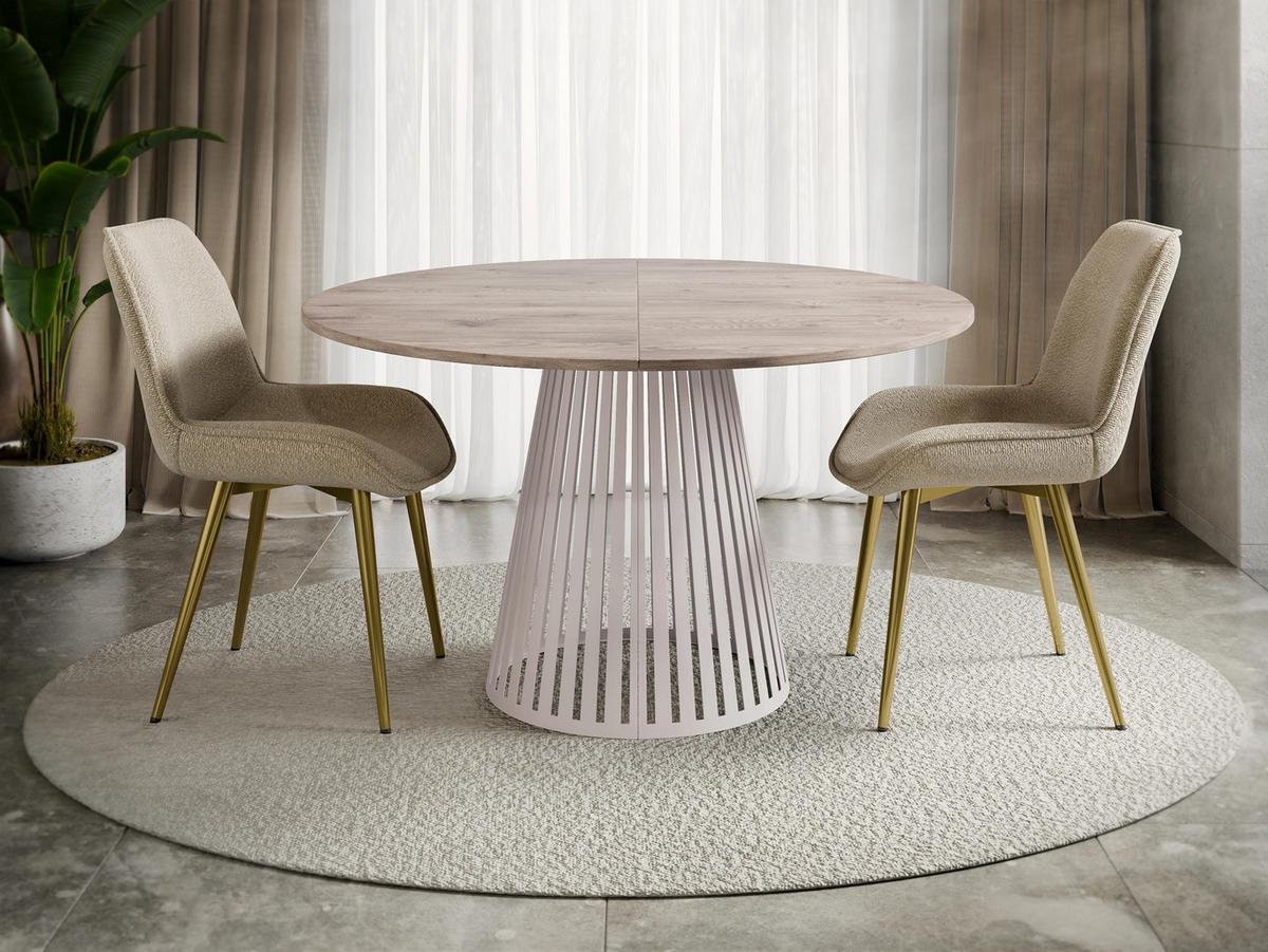 ESSTISCH ausziehbar Cone Cashmere 120 - Kaschmir/Eichefarben, Holzwerkstoff/Metall (120/120/76cm) - MIRJAN24